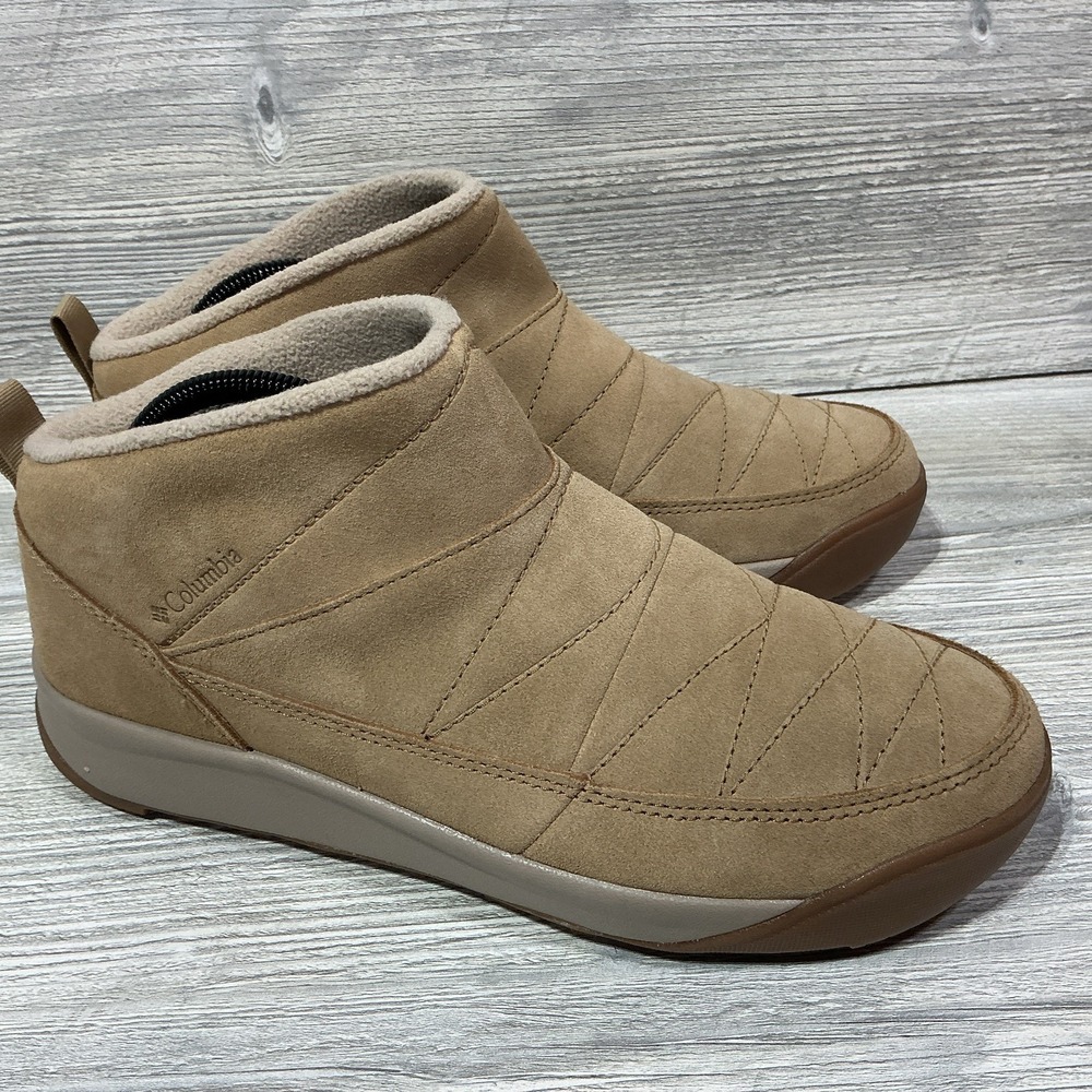 Columbia Minx Xtra Shorty Suede Slip On Boots 200G Insulation Tan Women's US 10